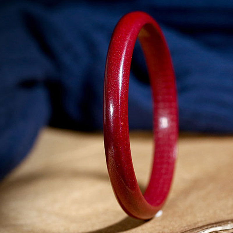 Buddha Stones Cinnabar Heart Sutra Engraving Blessing Bangle Bracelet Bracelet BS 4