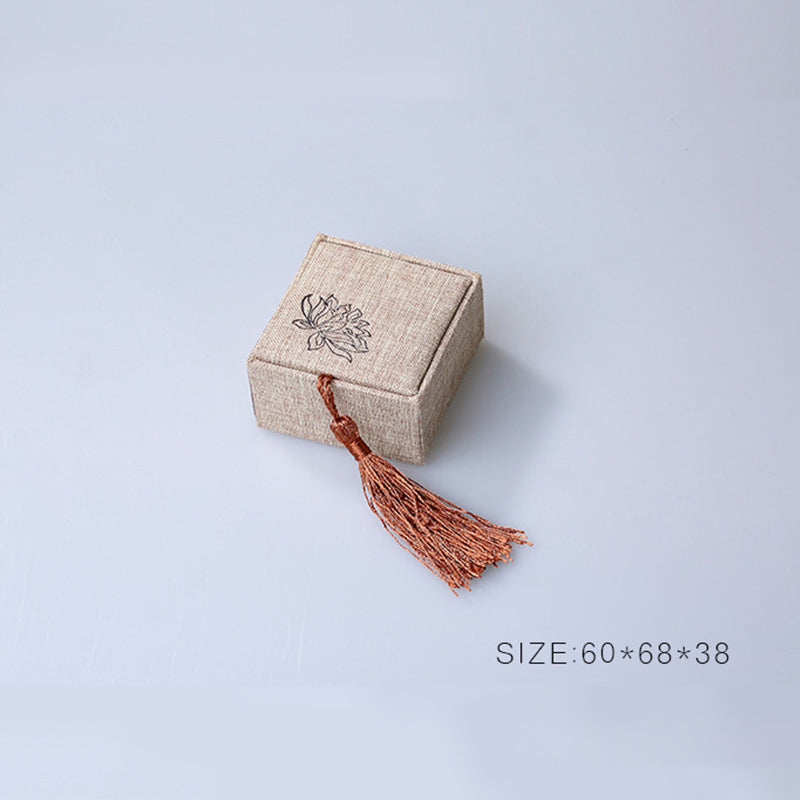 Buddha Stones Lotus Pattern Jewelry Storage Box Gift Box Tassels Decorations BS 2