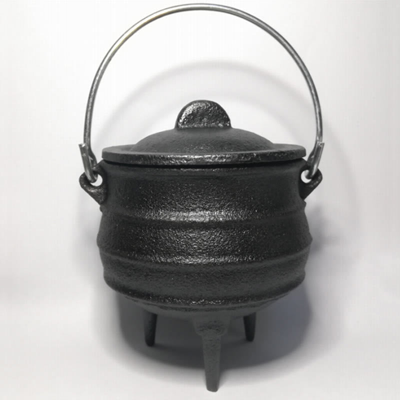 Buddha Stones Cast Iron Cauldron Prayer Altar Burning Holder Incense Sage Smudging Rituals Use Items Prayer Altar BS Small Incense Burner 9.5*7.5*10cm