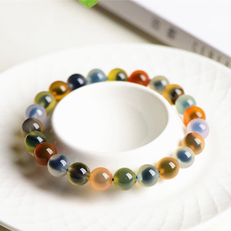 Buddha Stones Natural Colorful Candy Agate Harmony Strength Bead Bracelet Bracelet BS 11
