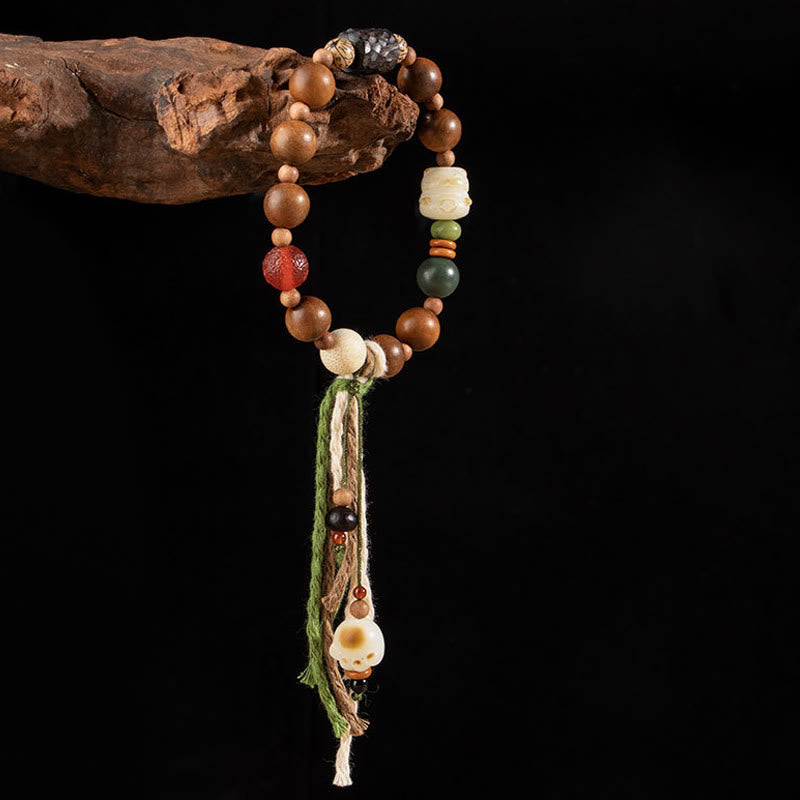 Buddha Stones Lightning Strike Wood Bodhi Seed Cat Paw Claw Auspiciousness Protection Tassel Bracelet Bracelet BS 2