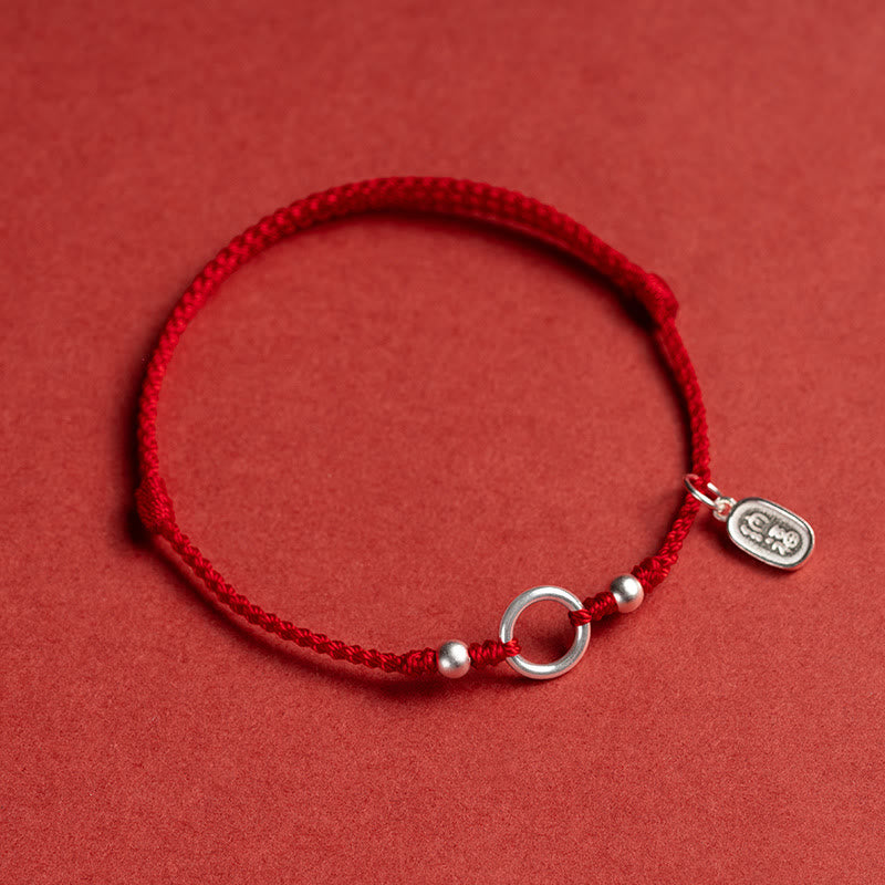 Buddha Stones 925 Sterling Silver Lucky Fortune Peace Joy Lotus Peace Buckle Red String Bracelet Bracelet BS Red(Wrist Circumference 15-18cm) Lucky Fortune
