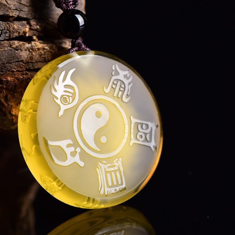 FREE Today: Feng Shui Liuli Yin Yang Protection Balance Pendant Necklace - Yellow Liuli Necklace - image 8