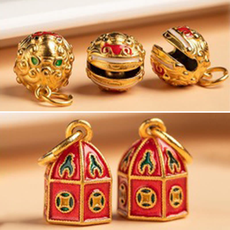 Buddha Stones Nothing to Be Superstitious Dancing Lion Copper Wealth Key Chain Key Chain BS 12