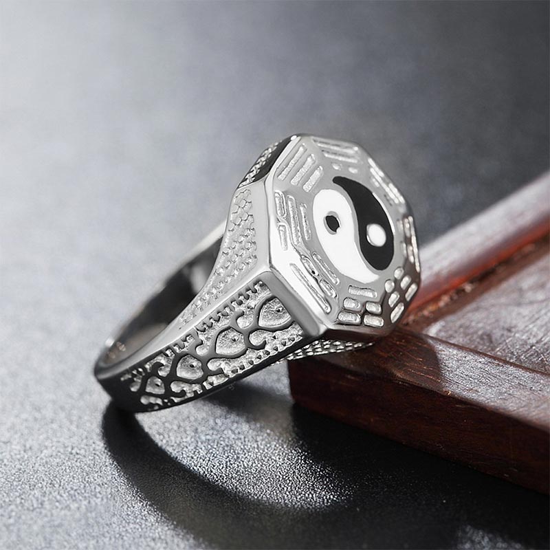 Buddha Stones Yin Yang Symbol Copper Luck Ring Rings BS 7