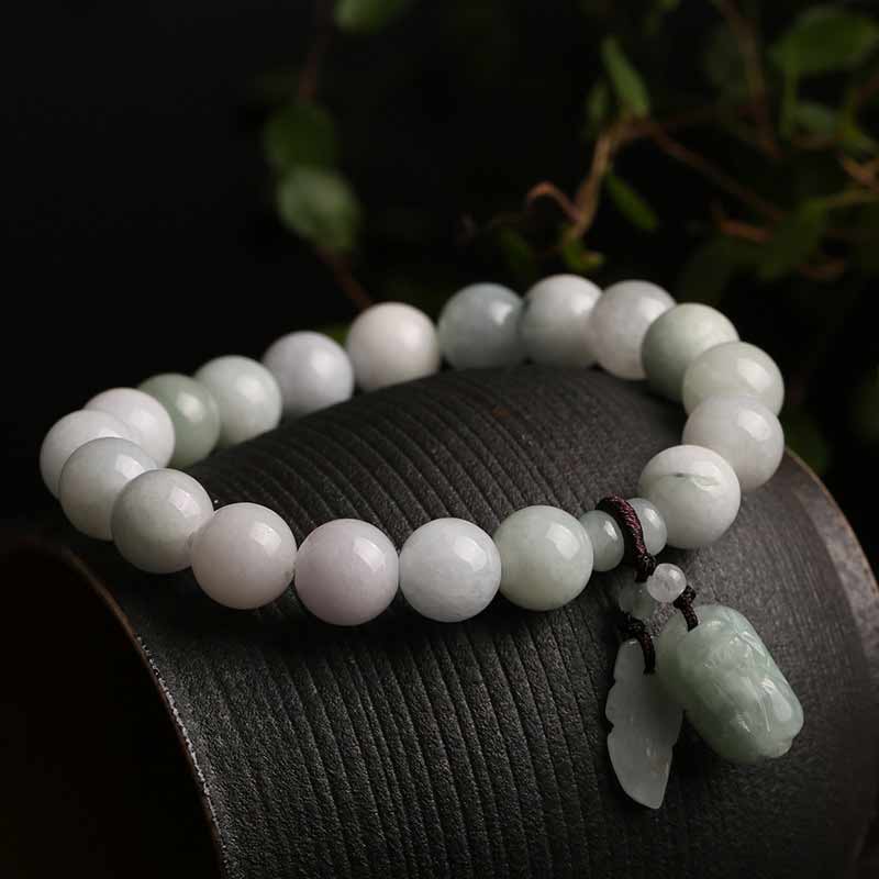 Buddha Stones Natural Jade Pi Xiu Gourd Apple Success Bracelet - image 3