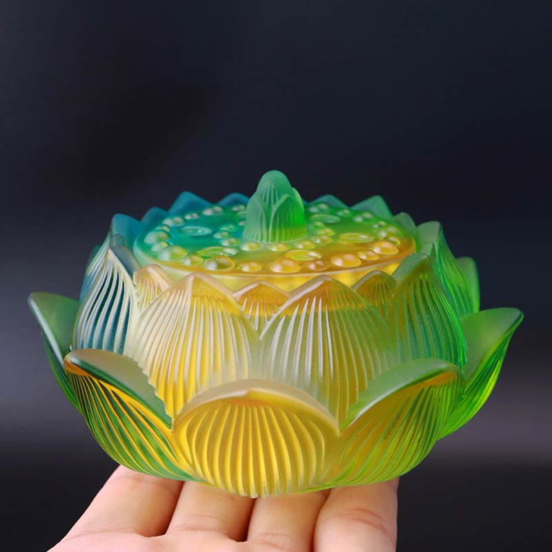 Buddha Stones Lotus Liuli Crystal Healing Meditation Incense Burner Incense Burner BS 7