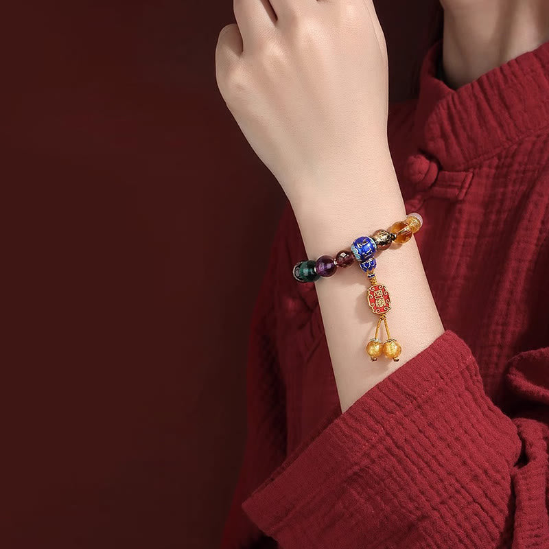 Buddha Stones Tibetan Colorful Incense Ash Liuli Glass Bead Om Mani Padme Hum Dorje Vajra 18 Beads Wrist Mala Wrist Mala BS 6
