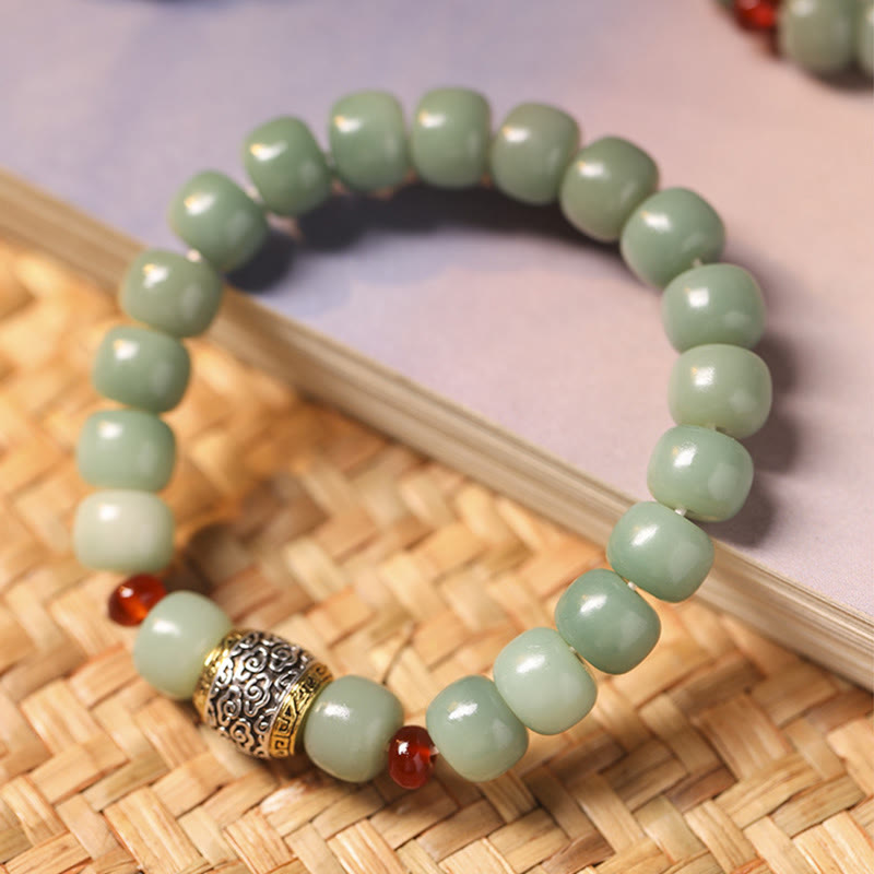 Buddha Stones Bodhi Seed Auspicious Cloud Fu Character Bead Peace Bracelet Bracelet BS 1