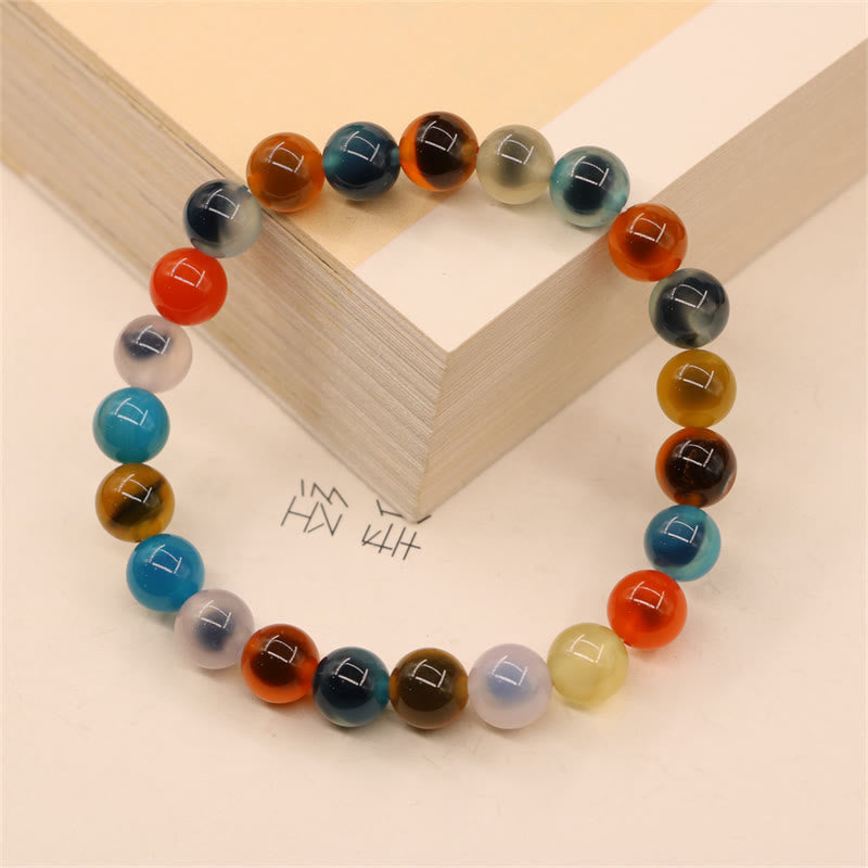 Buddha Stones Colorful Candy Agate Healing Strength Bead Bracelet Bracelet BS 13