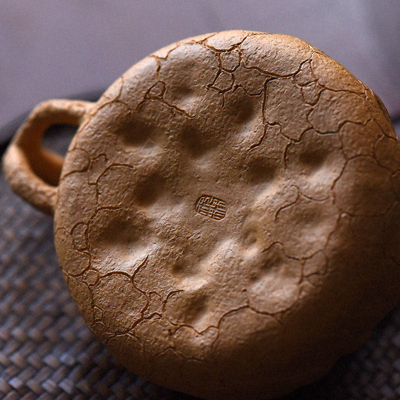 Buddha Stones Handmade Vintage Tree Texture Purple Clay Kung Fu Teapot 220ml Teapot BS 3
