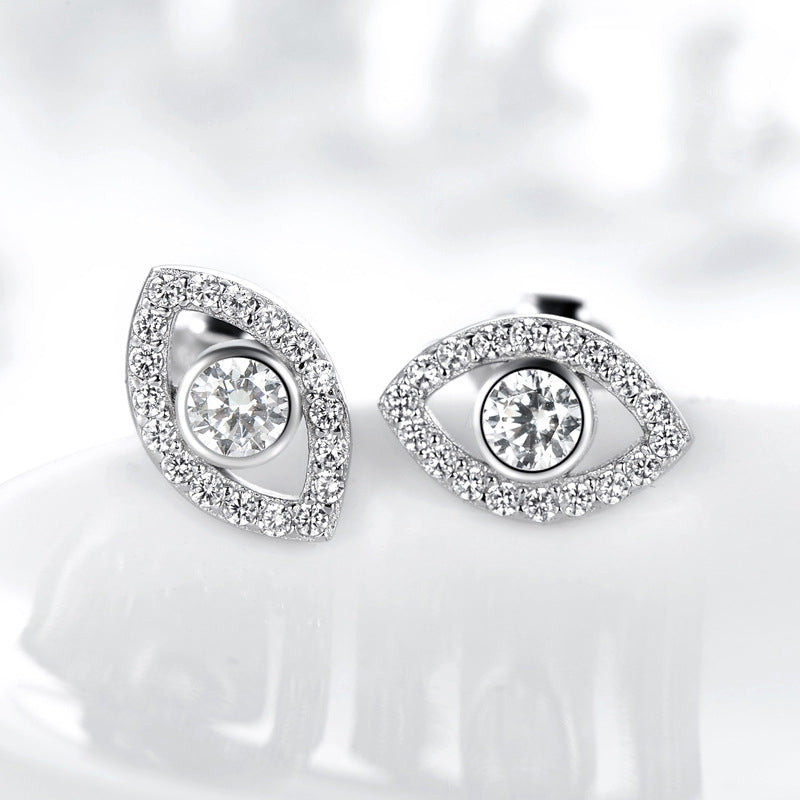 Foviel 925 Sterling Silver Evil Eye Symbol Protection Stud Earrings