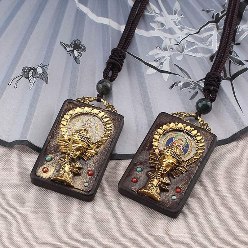 Buddha Stones Ebony Wood Elephant God of Fortune Buddha Blessing Necklace String Pendant Necklaces & Pendants BS 1