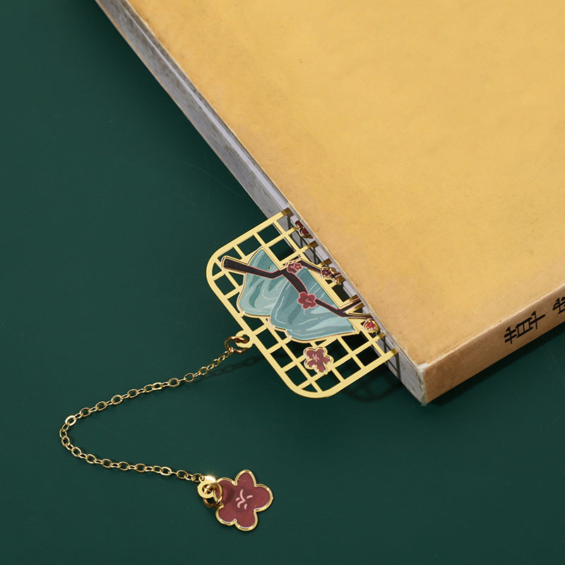 Buddha Stones Elk Koi Fish Crane Nine-Tailed Fox Metal Brass Hollow Bookmark Bookmarks BS 8