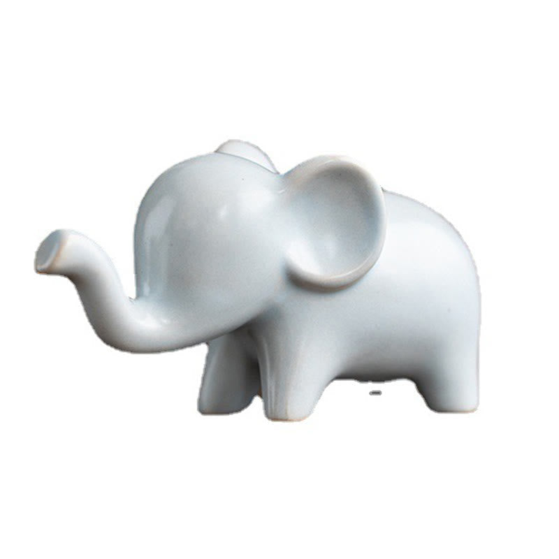 Buddha Stones Small Ceramic Elephant Home Tea Pet Figurine Desk Decoration Decorations BS 14