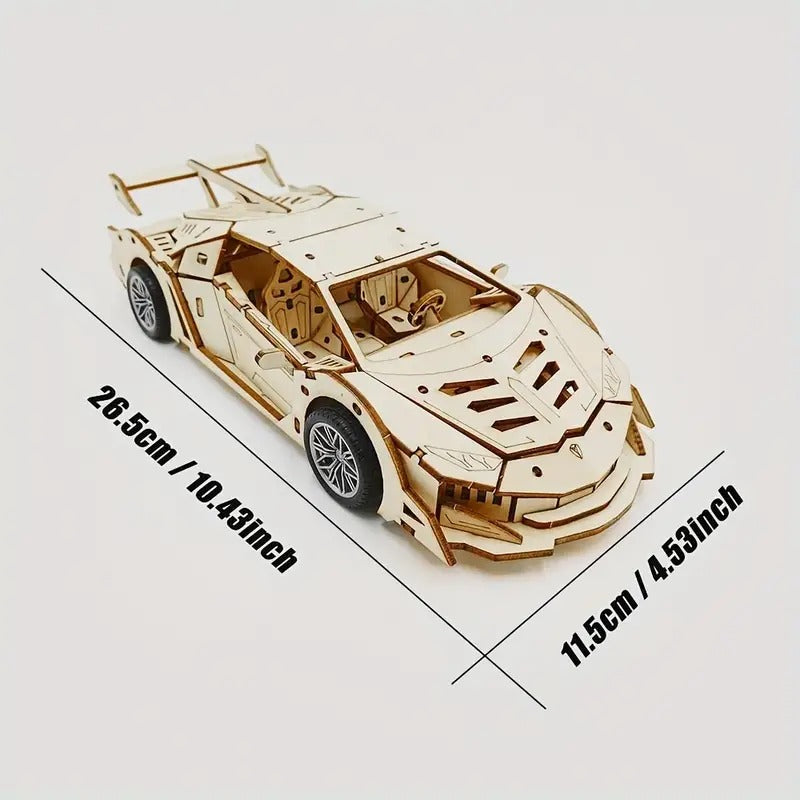 Lamborghini Mecánico de Madera 3D con Cuerda, 114 Piezas - 805