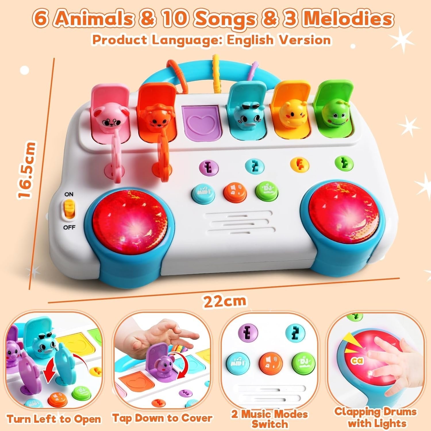 Jeu de clés interactives escamotables de reconnaissance des sons et des couleurs d'animaux - 940