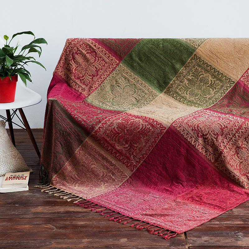 Buddha Stones Tibetan Multicolored Flower Pattern Hand-Dyed Blanket Blanket BS 2