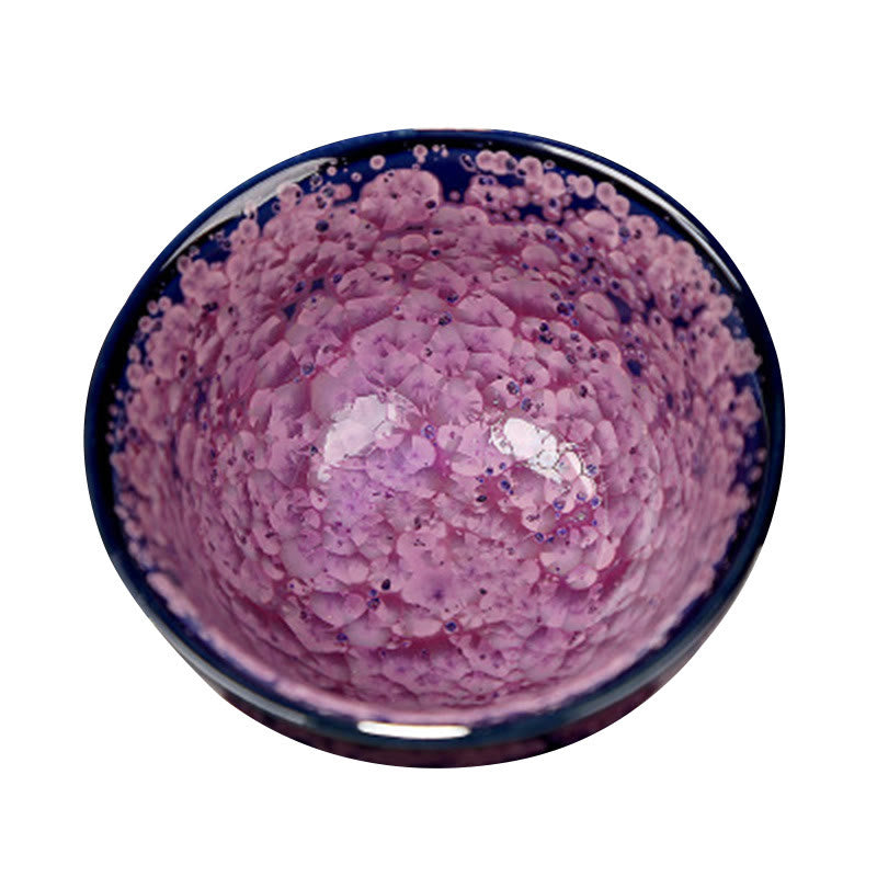 Buddha Stones Colorful Iris Flowers Chinese Jianzhan Kiln Change Porcelain Teacup Tenmoku Kung Fu Tea Cup Jian Zhan Tea Cup BS 13