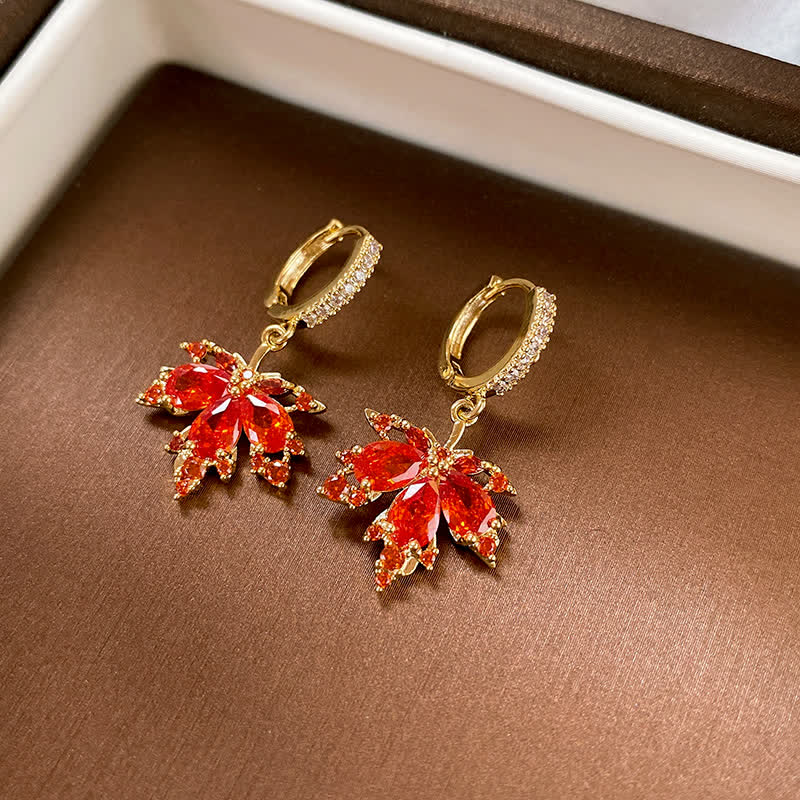 Buddha Stones Maple Leaf Zircon Luck Necklace Pendant Ring Earrings Necklaces & Pendants BS 4
