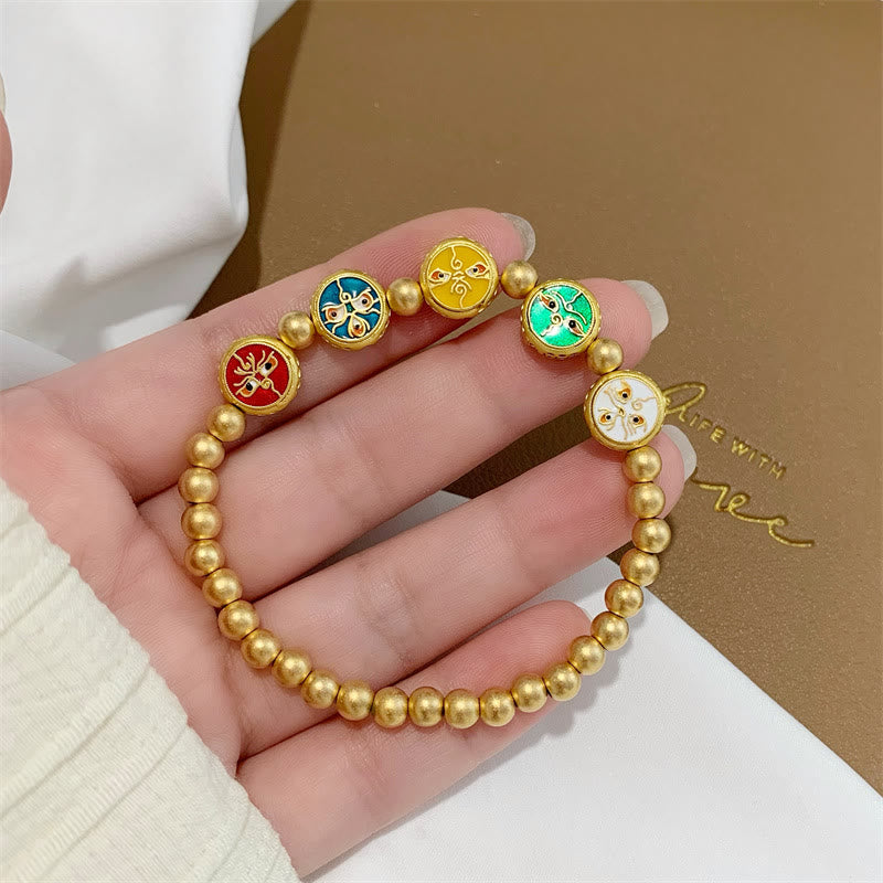 Buddha Stones Tibetan Five God Of Wealth Copper Beads Luck Bracelet Bracelet BS 4