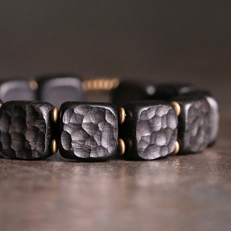 Buddha Stones Retro Ebony Wood Texture Style Copper Peace Balance Bracelet Bracelet BS 3