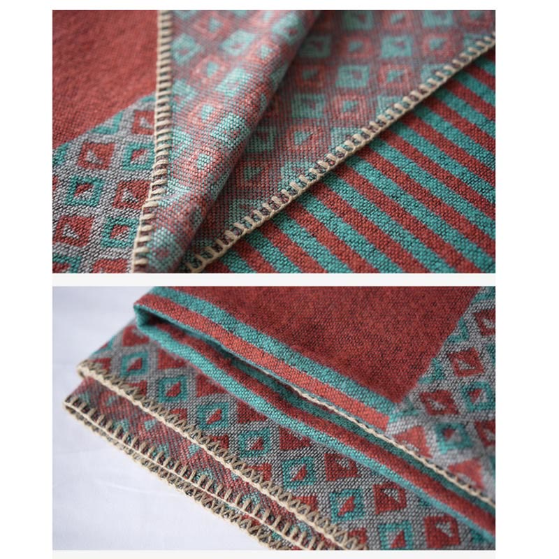 Buddha Stones Tibetan Shawl Striped Diamond Pattern Winter Warm Soft Scarf Tibetan Shawl BS 7