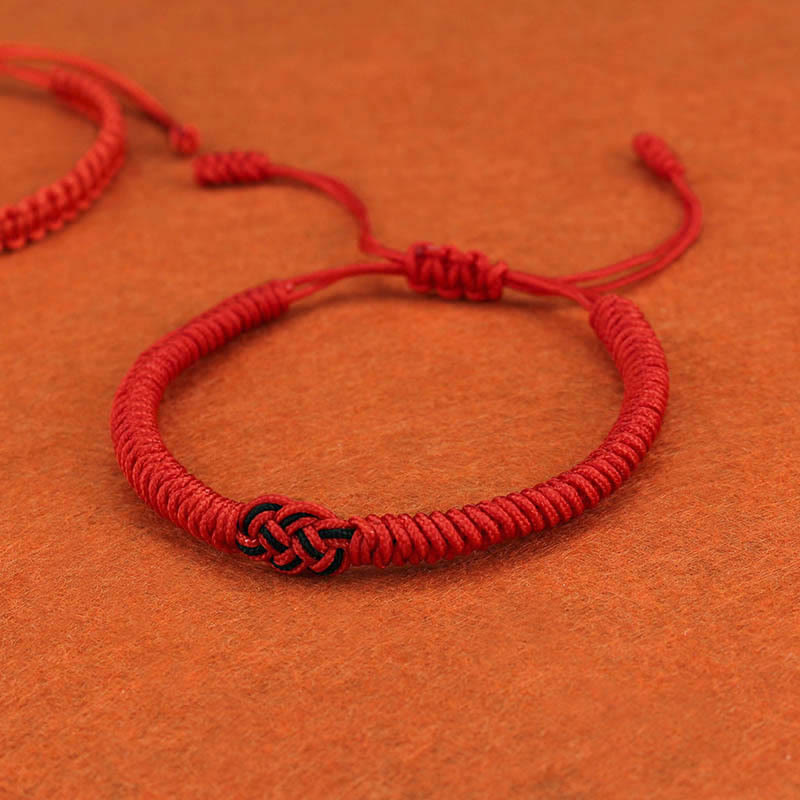 Foviel 2Pcs Tibetan Luck Chinese Knot Protection String Bracelet