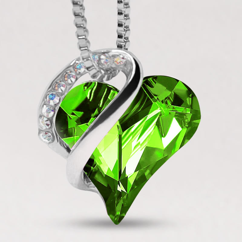 Buddha Stones Love Heart Birthstone Healing Energy Necklace Pendant Necklaces & Pendants BS 08-August-Peridot Green