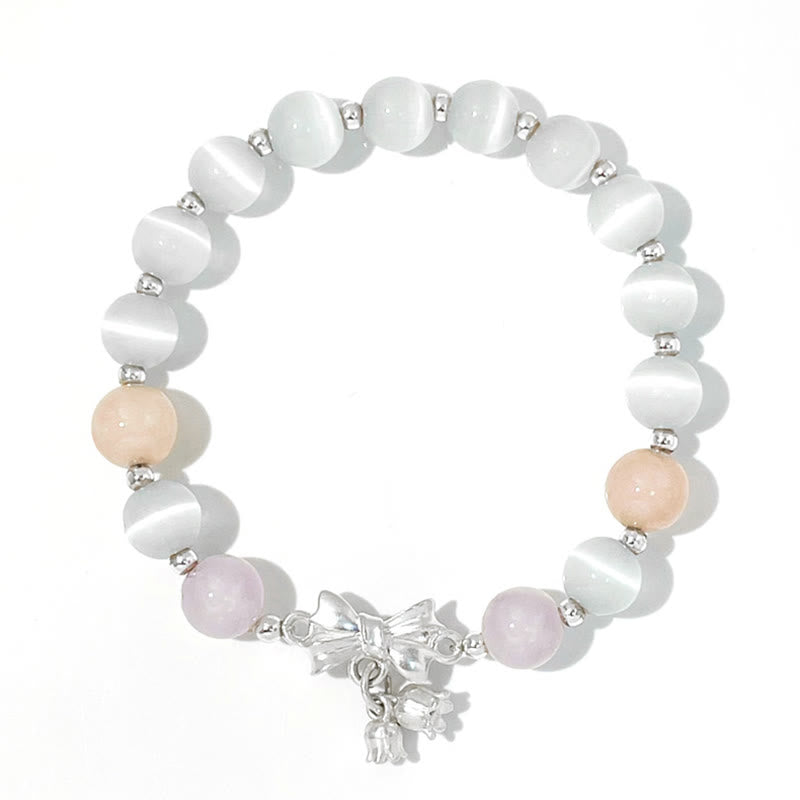 Buddha Stones Cat's Eye Lavender Amethyst Rosette Charm Bracelet Bracelet BS 5