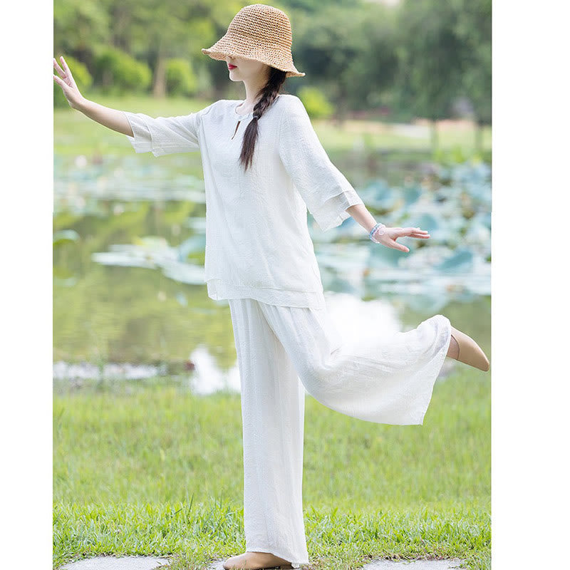 Tai Chi Meditation Gebet Zen Spirituelle Morgen Praxis Kleidung Damen Set