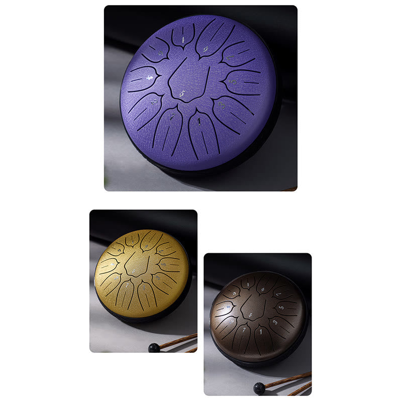 Buddha Stones Steel Tongue Drum Sound Healing Meditation Yoga Lotus Drum Kit 11 Note 6 Inch Tongue Drum BS 22