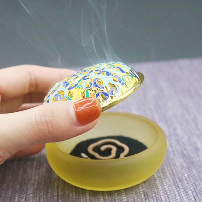 Buddha Stones Lotus Liuli Crystal Healing Meditation Incense Burner Incense Burner BS 10