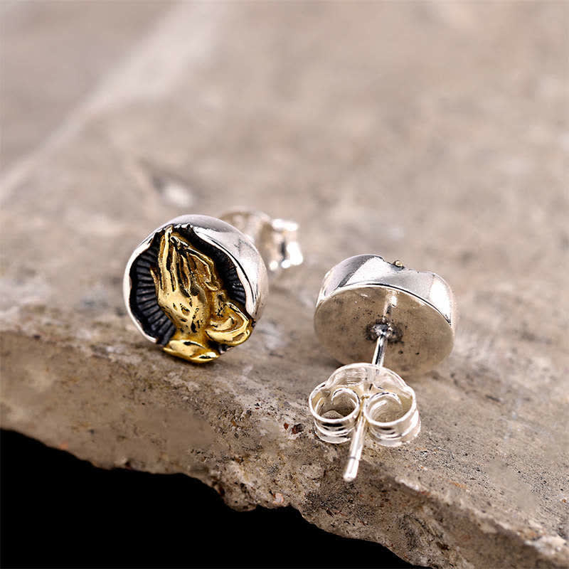 Buddha Stones 925 Sterling Silver Namaste Equality Stud Earrings Earrings BS 2