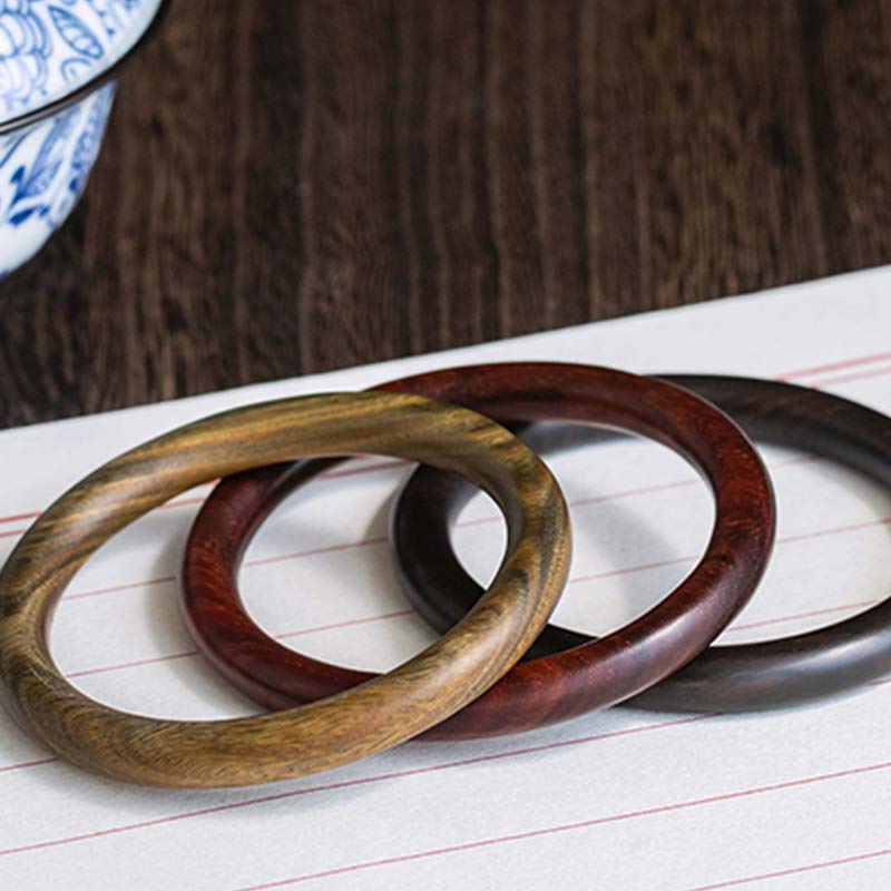 Buddha Stones Tibetan Small Leaf Red Sandalwood Ebony Green Sandalwood Protection Bracelet Bangle - image 12