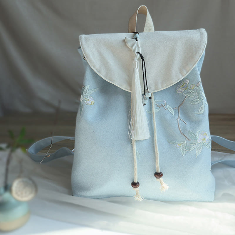 Buddha Stones Handmade Embroidered Large Capacity Canvas Backpack Backpack BS 30