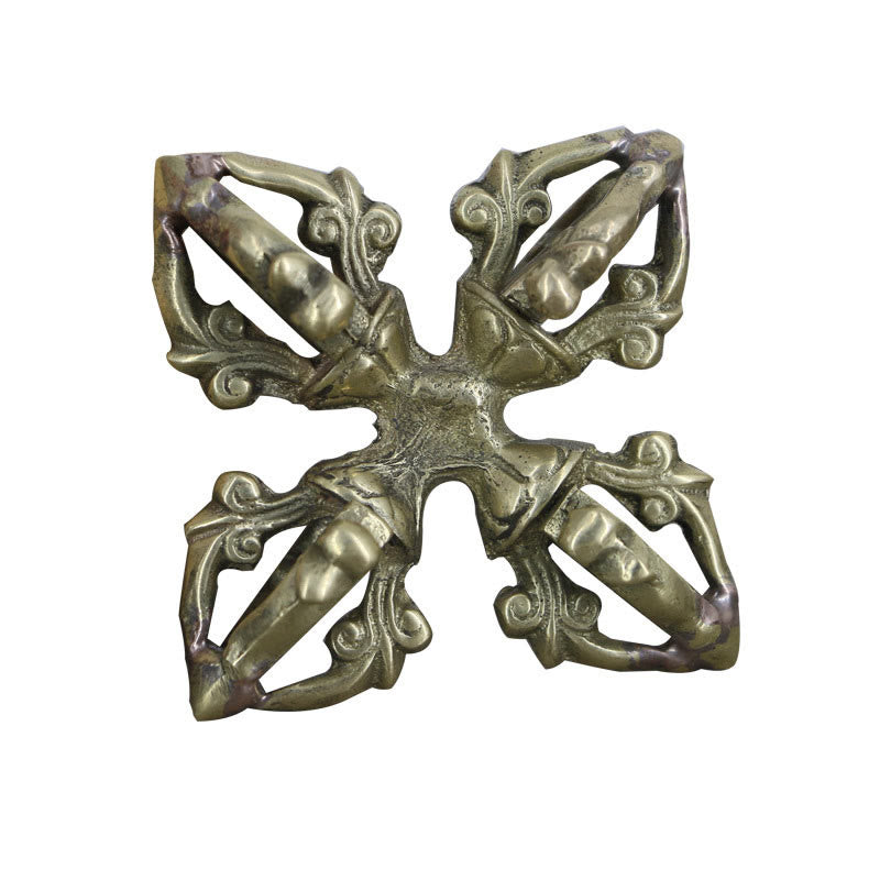 Buddha Stones Nepal Handmade 5 Prong Double Dorje Copper Strength Vajra Double Dorje BS 13