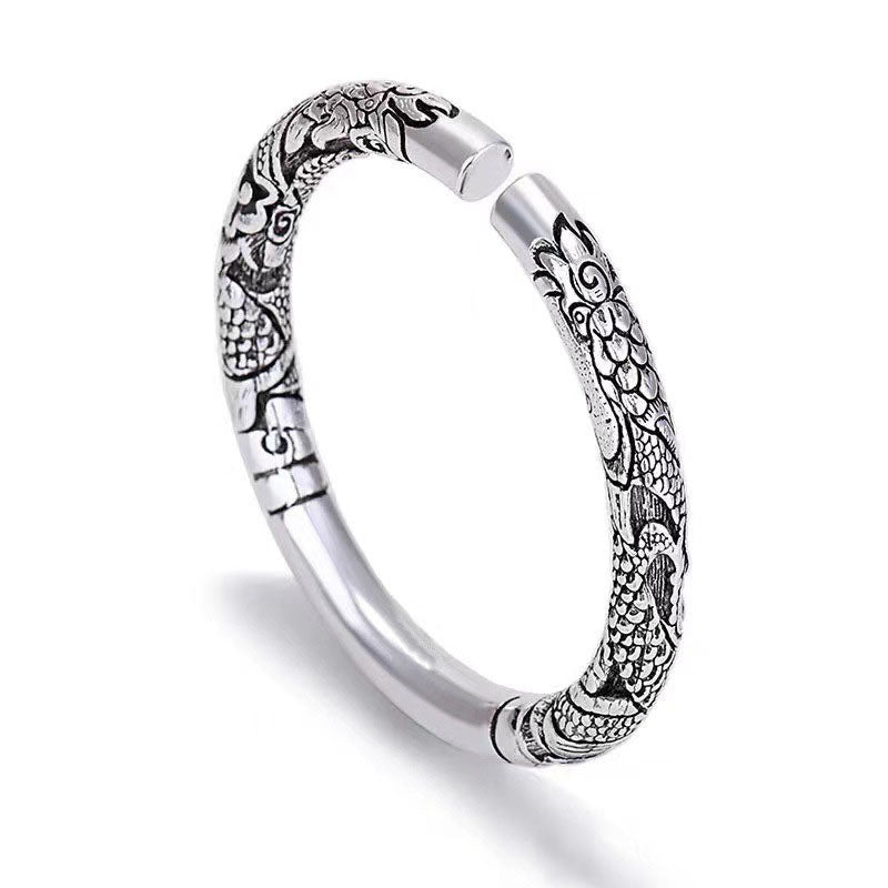Buddha Stones Dragon Auspicious Clouds Luck Protection Bracelet Adjustable Bangle Bracelet Bangle BS DRAGON (Luck ♥ Strength)