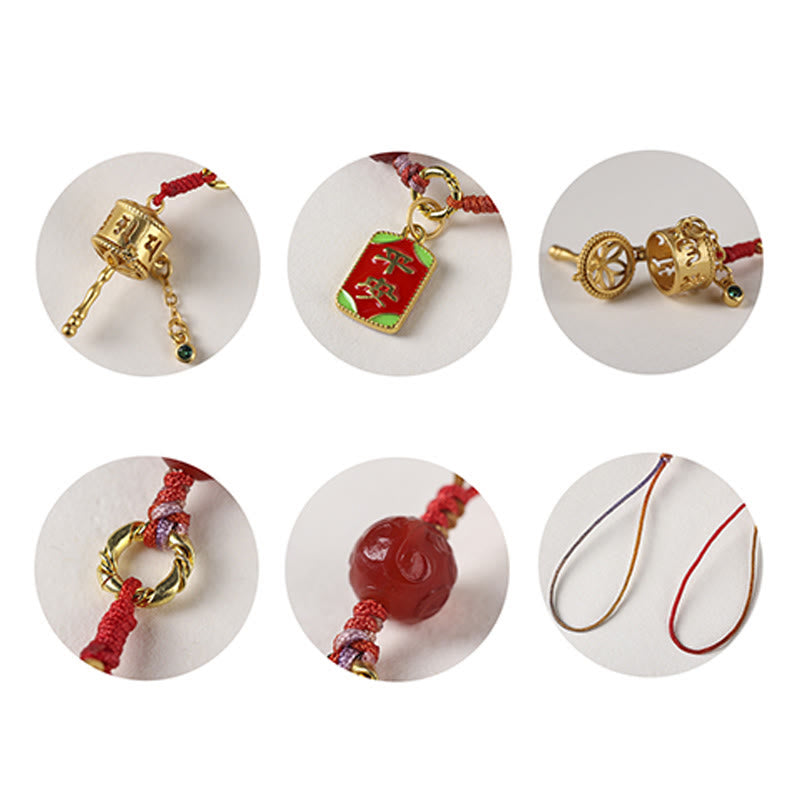 Buddha Stones Tibetan Om Mani Padme Hum Prayer Wheel Amulet Charm Protection Phone Hanging Decoration Phone Hanging Decoration BS 5