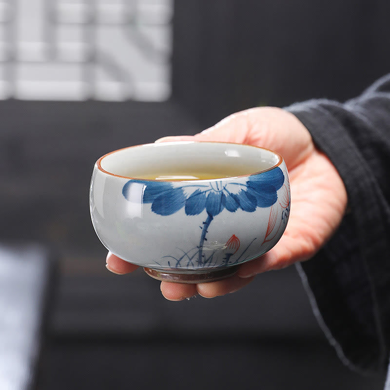 Buddha Stones Lotus Flower Leaf Bamboo Ceramic Teacup Kung Fu Tea Cups Cup BS 6