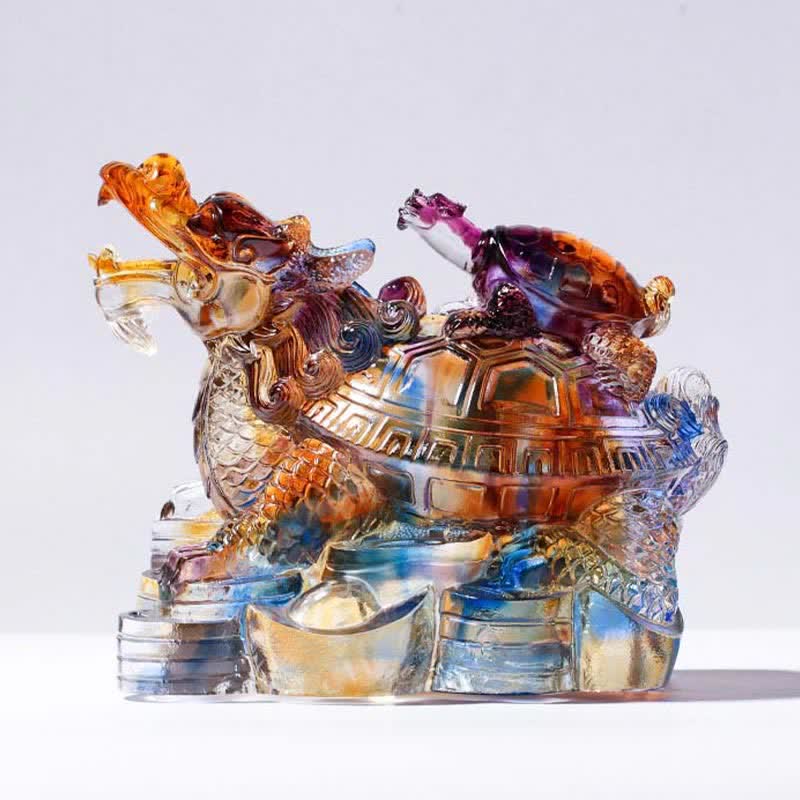 Buddha Stones Feng Shui Dragon Turtles Handmade Liuli Crystal Art Piece Protection Home Office Decoration Decorations BS Dragon Turtle