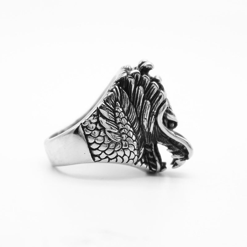 Buddha Stones Dragon Balance Titanium Steel Ring Rings BS 6