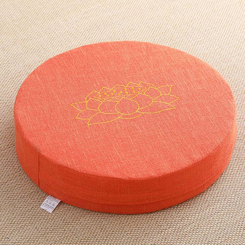Buddha Stones Lotus Embroidery Cotton Linen Meditation Seat Cushion Decorations BS Soft 40cm*10cm Coral