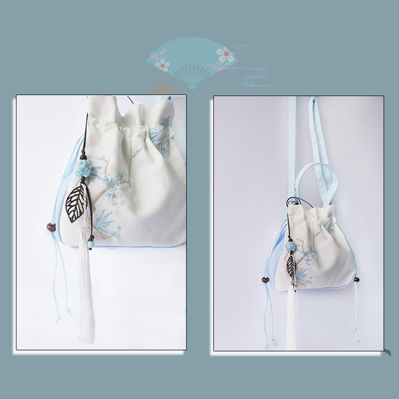 Buddha Stones Handmade Embroidered Flowers Canvas Tote Shoulder Bag Handbag Bag BS 28