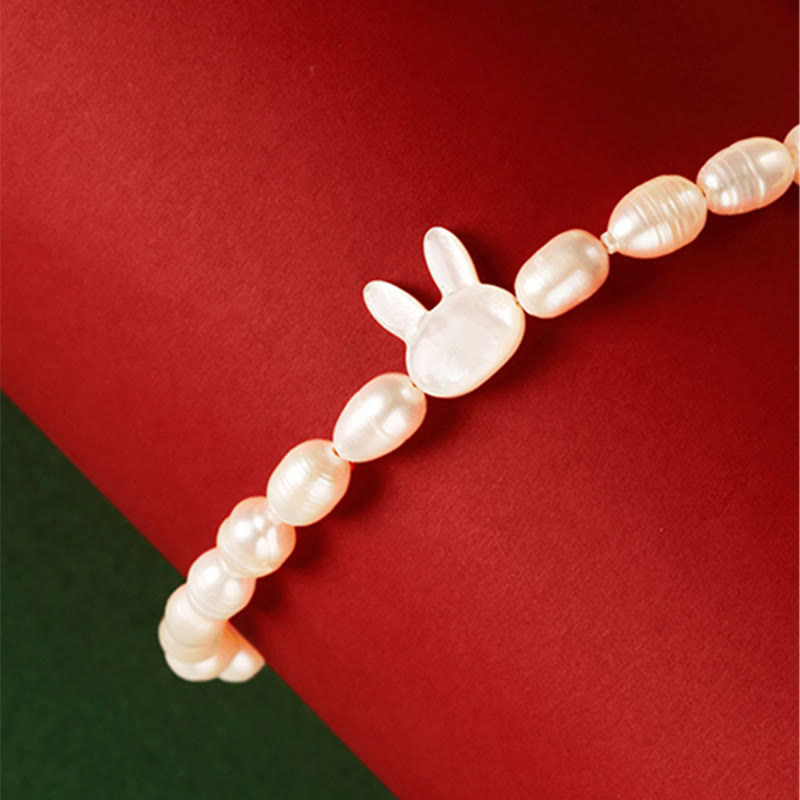 Buddha Stones Natural Pearl Cute Rabbit Sincerity Bracelet Bracelet BS 7