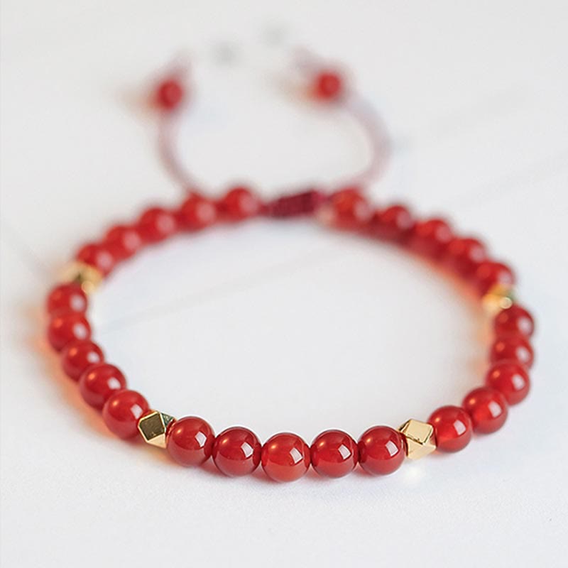 Natural Red Agate Endless Knot Four Leaf Clover Star Confidence String Bracelet Bracelet BS 8