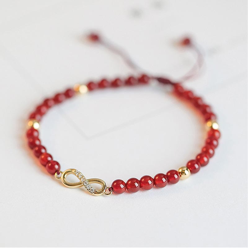 Natural Red Agate Endless Knot Four Leaf Clover Star Confidence String Bracelet Bracelet BS 4