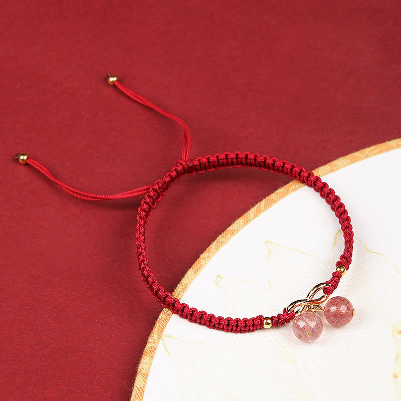 Buddha Stones Natural Strawberry Quartz Amethyst Green Phantom Bead Positive Bracelet Bracelet BS 3