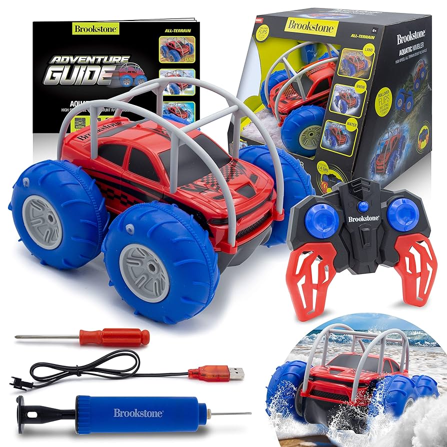 Fidtoy Coche acrobático anfibio a control remoto – Juguete teledirigido todoterreno para niños de 8 años en adelante