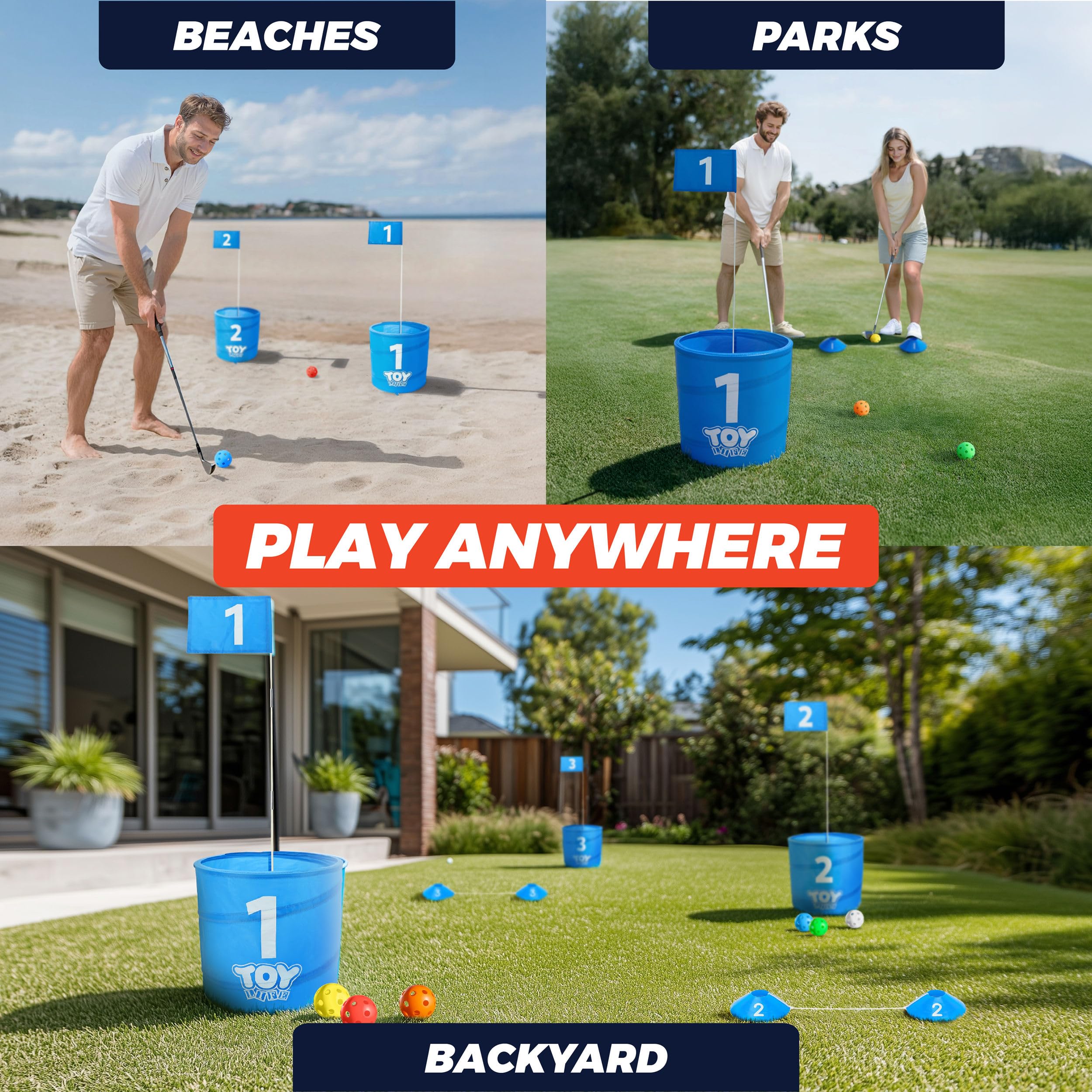 Fidtoy Juego de 6 hoyos de práctica de golf azul